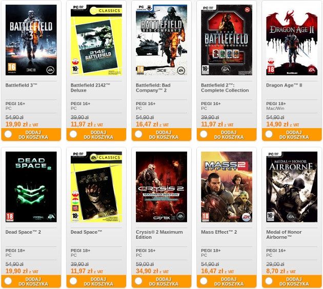 ea origin wyprzedaż gry poniżej 20 zł lista
