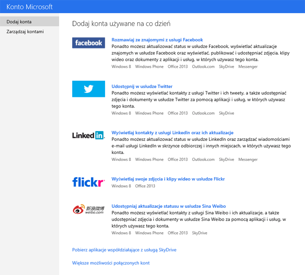 Dodaj konta w Windows 8