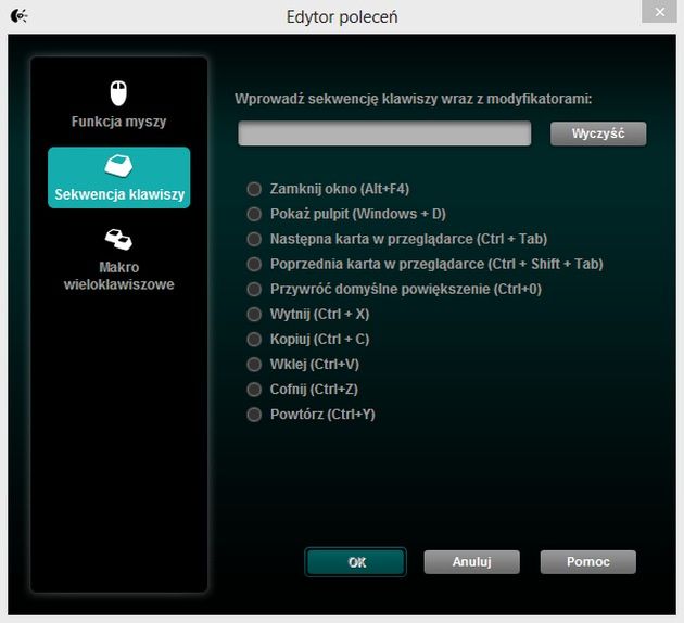 Logitech edytor myszy