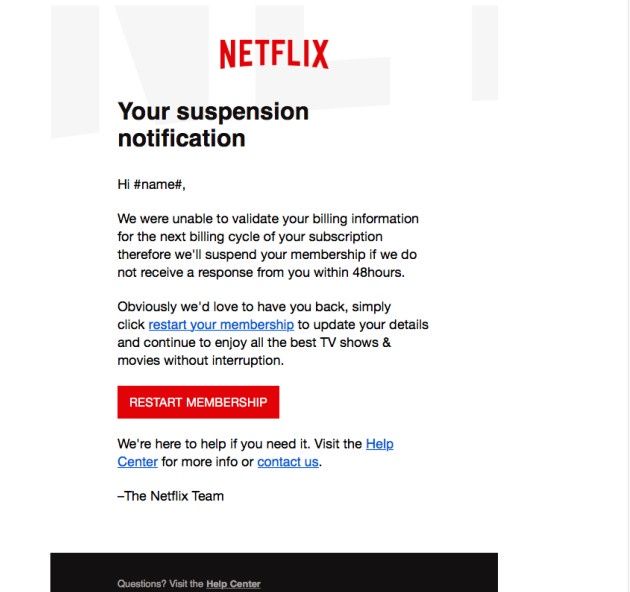 Netflix fake mail