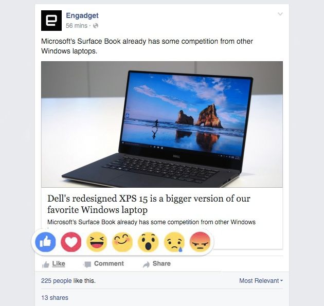Facebook Reakcje post