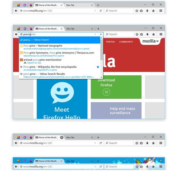 Firefox Windows 10 interfejs
