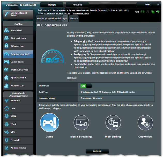 Menu Adaptacyjny QoS