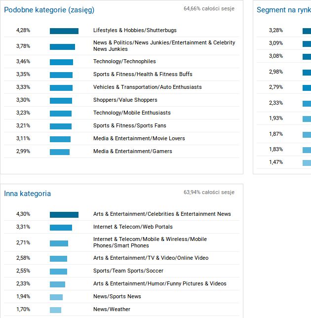 analytics google - Zainteresowania