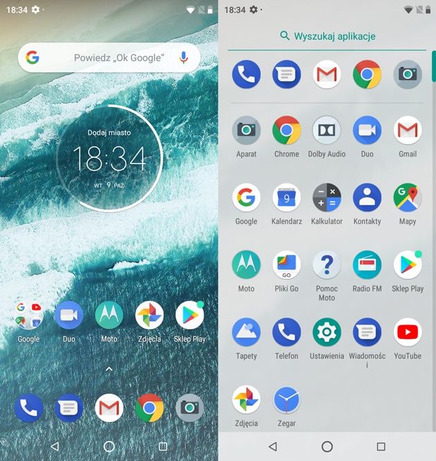 Motorola One interfejs