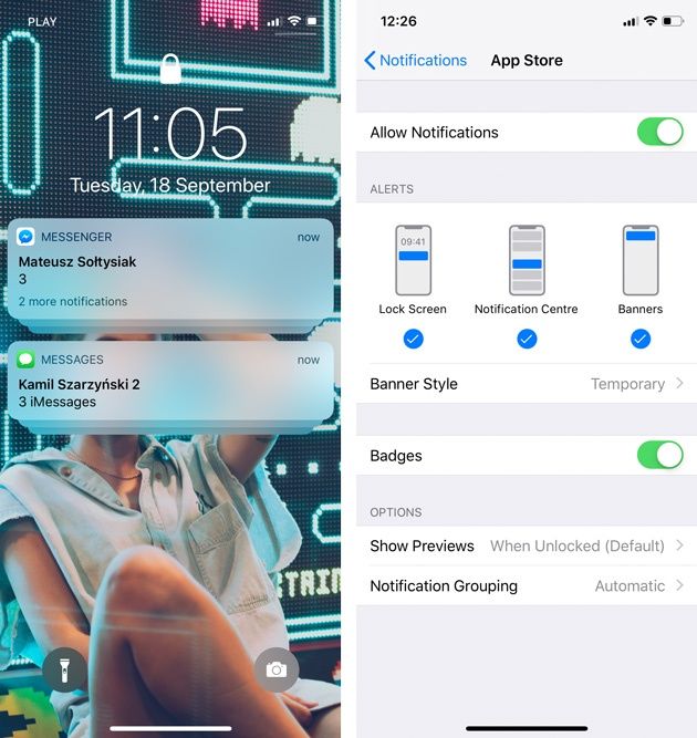 iOS 12 - powiadomienia