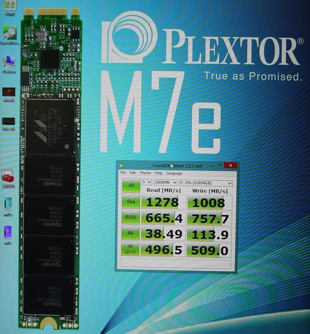 Plextor M7e - wydajność dysku SSD Crystal Disk Mark