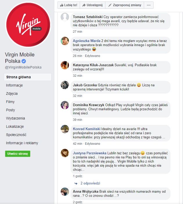 Virgin awaria komentarz