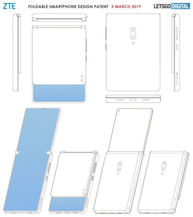 ZTE składany smartfon patent