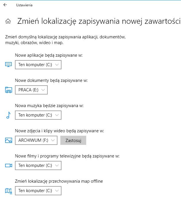 Windows 10 lokalizacja zapisu