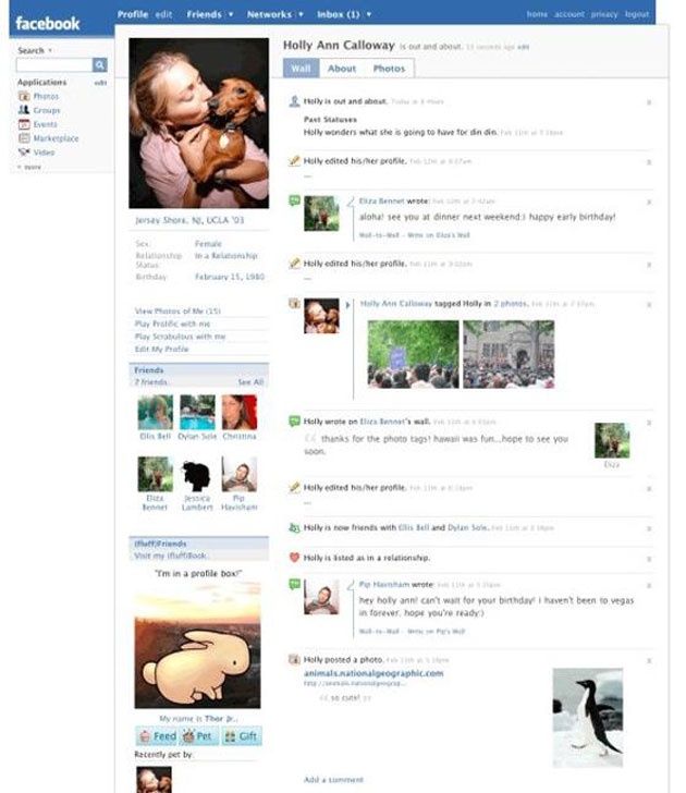 Facebook - wygląd portalu z 2011 roku