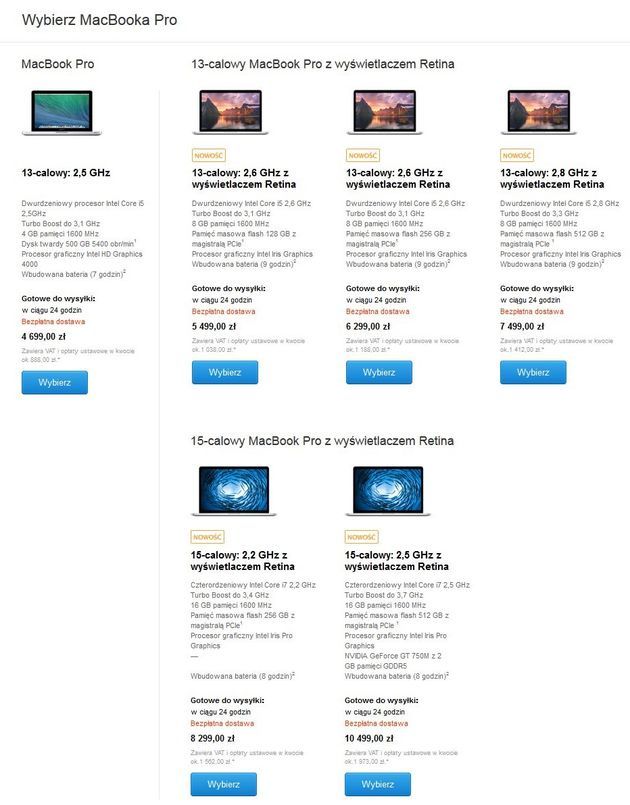 Apple MacBook Pro 13 i 15 laptop - ceny