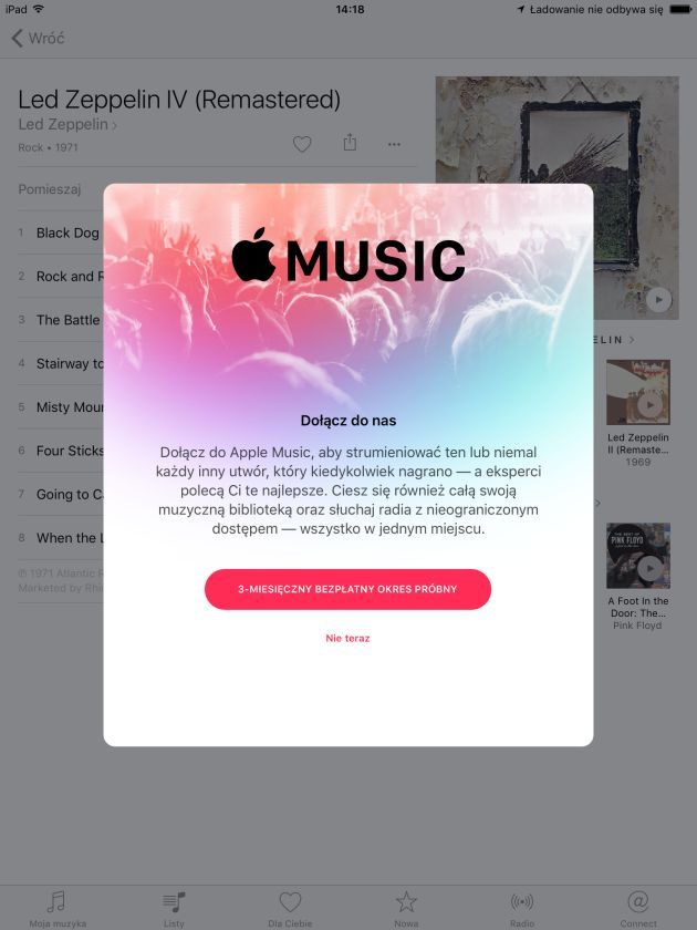 Apple Music w iPad mini 4