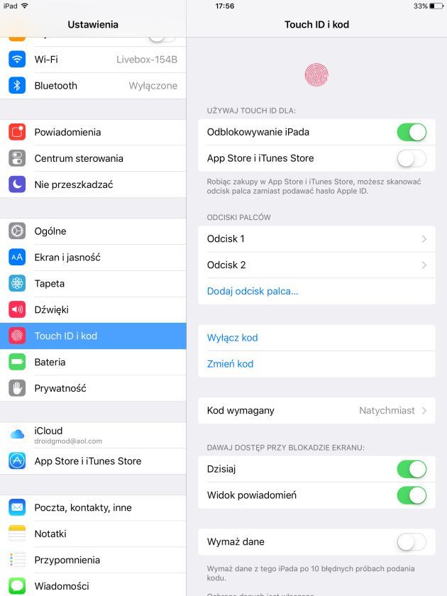 Funkcja Touch ID