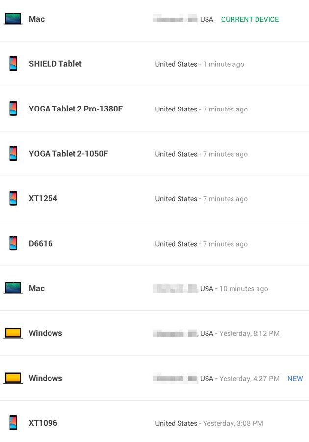 Google urządzenia lista
