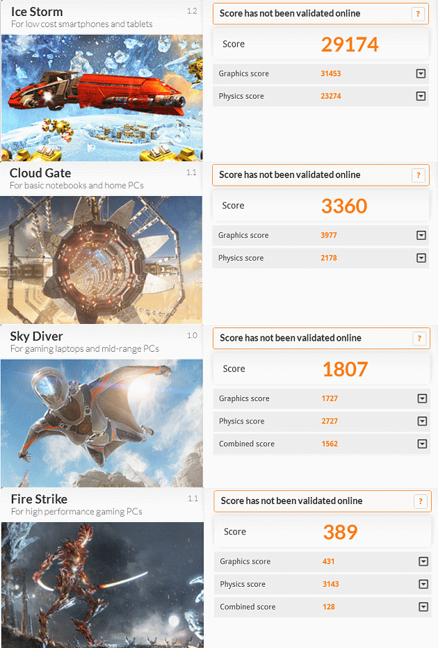 Asus Pro B551LA test 3D Mark