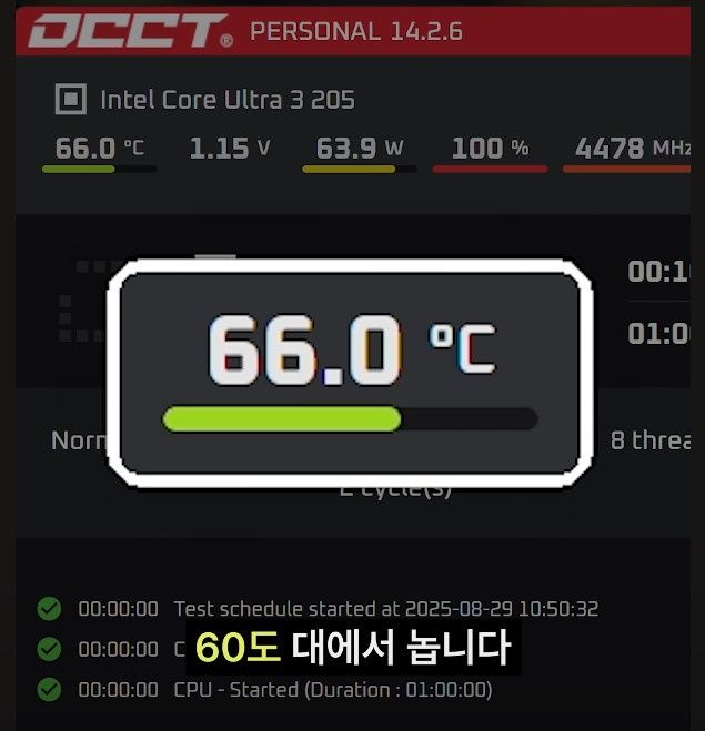 Intel Core Ultra 3 205 - temperatura