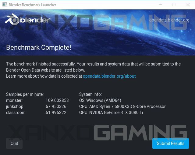 Ryzen 7 5800X3D - Blender Benchmark