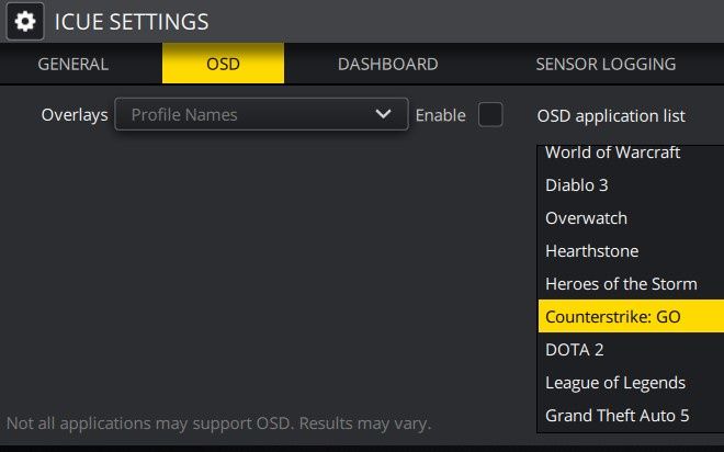 Corsair Virtuoso RGB Wireless SE - OSD