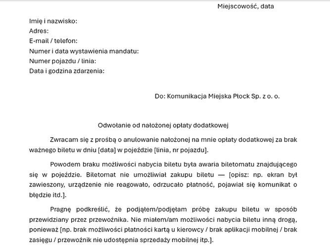 Odwołanie od nałożonej opłaty dodatkowej