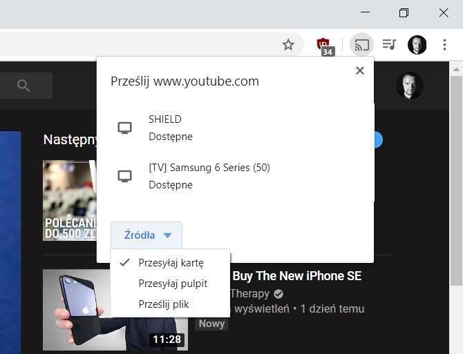 Wybierz źródło i urządzenie
