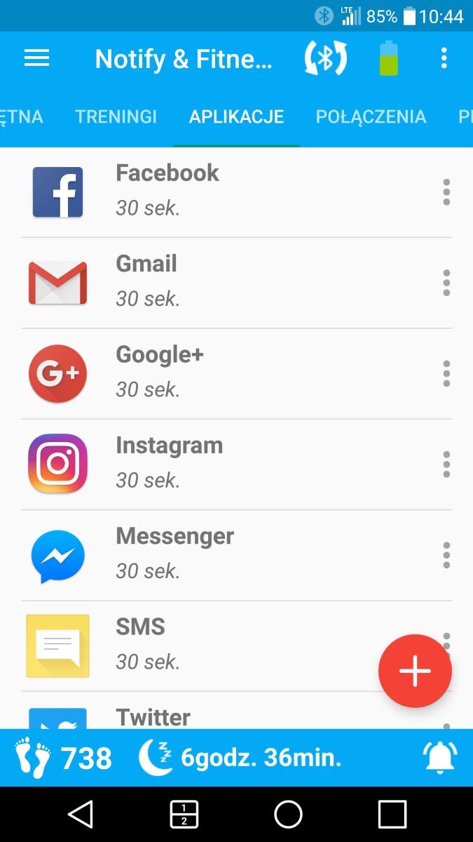 Notify &amp; Fitness for Mi Band lista aplikacji