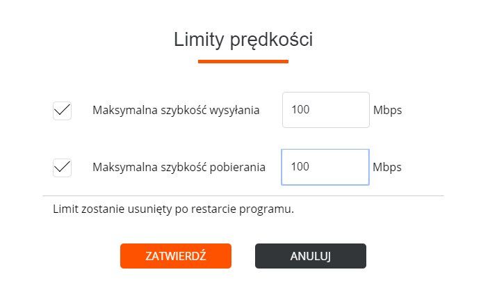 Limit prędkości Cloud Backup