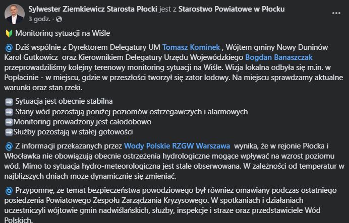 Post Starosty Powiatu Płockiego Sylwestra Ziemkiewicza 
