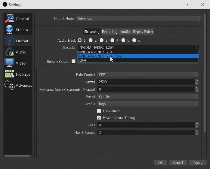 Nvidia NvEnc OBS
