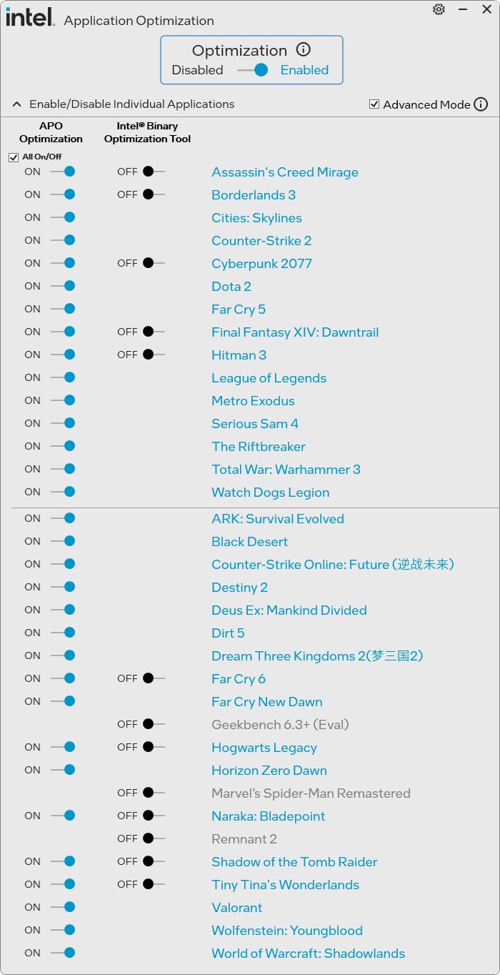 Intel Binary Optumization Tool
