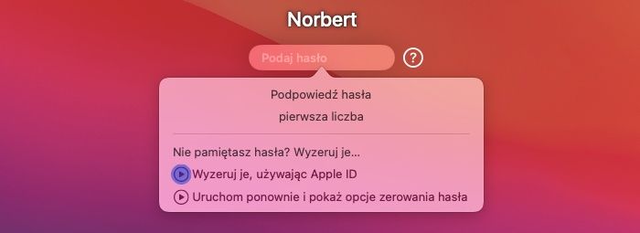 Resetowanie hasła do komputera Mac