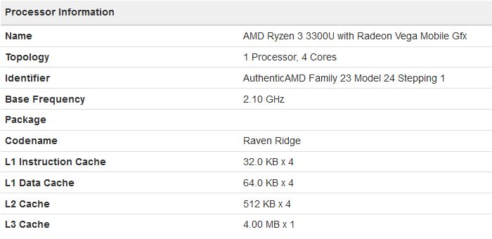 AMD Ryzen 3 3300U