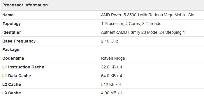 AMD Ryzen 5 3500U
