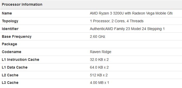 AMD Ryzen 3 3200U