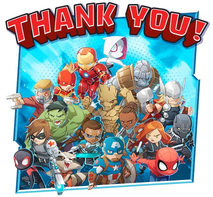 Marvel United - grafika z podziękowaniem za zbiórkę