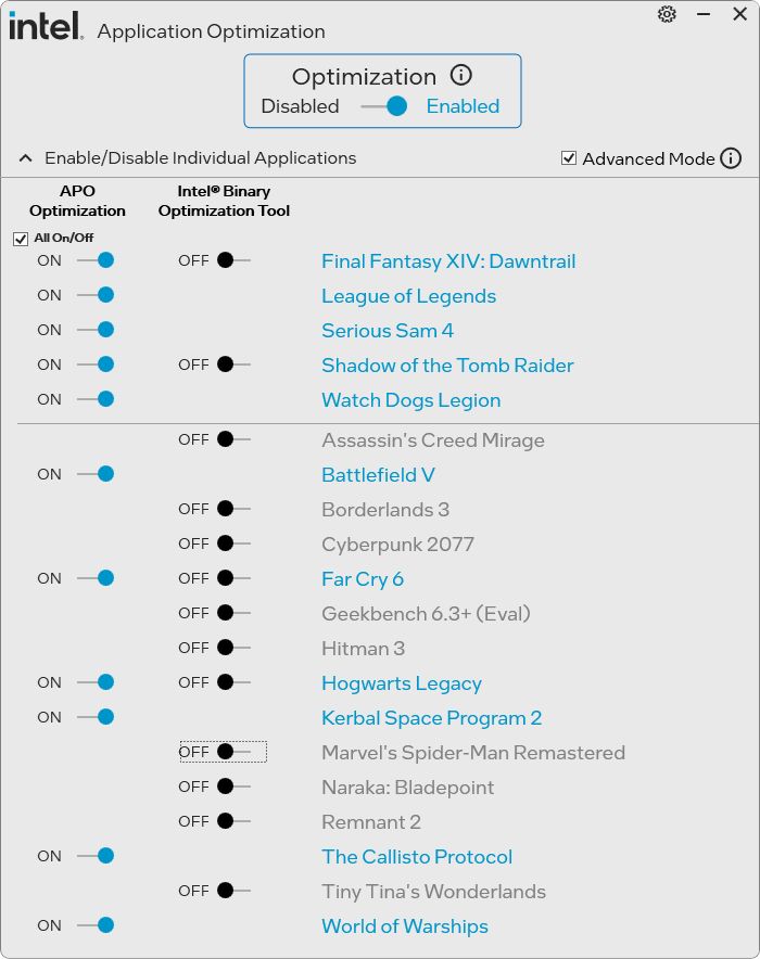 Intel Binary Optumization Tool