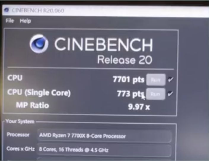 AMD Ryzen 7 7700X - wydajność w Cinebench R20