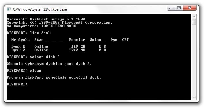 Usówanie partycji i informacji zapisanych w MBR