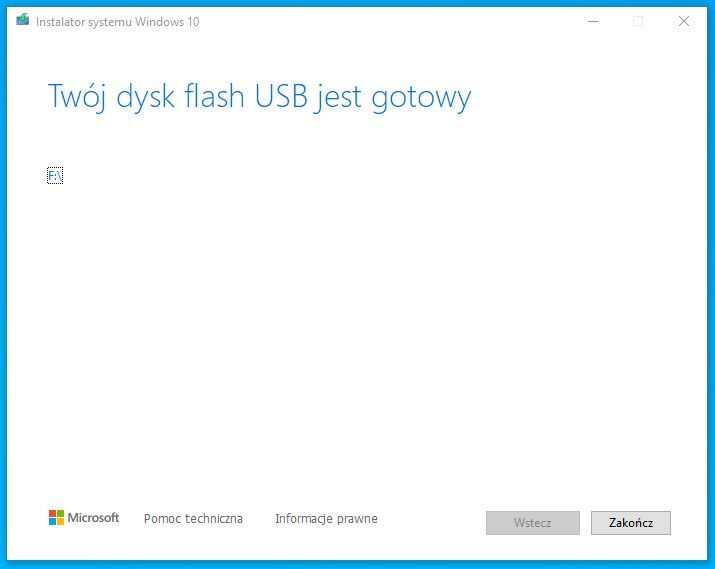 pendrive z Windowsem jest gotowy