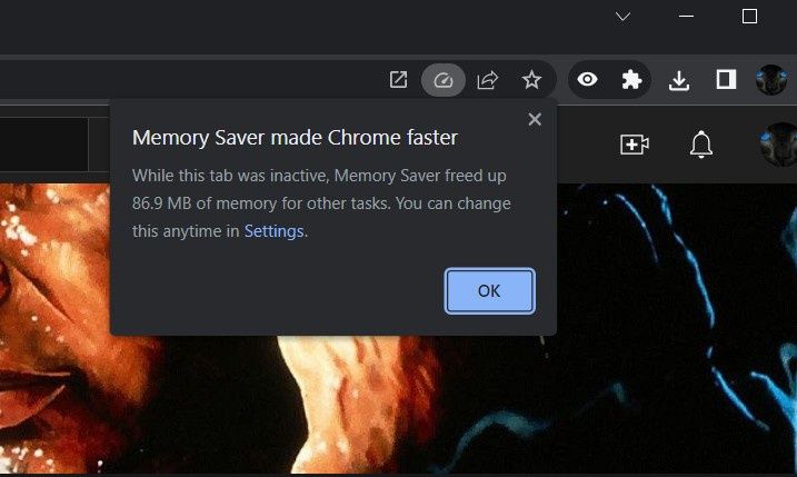 informacja o zaoszczędzonej pamięci Chrome Canary
