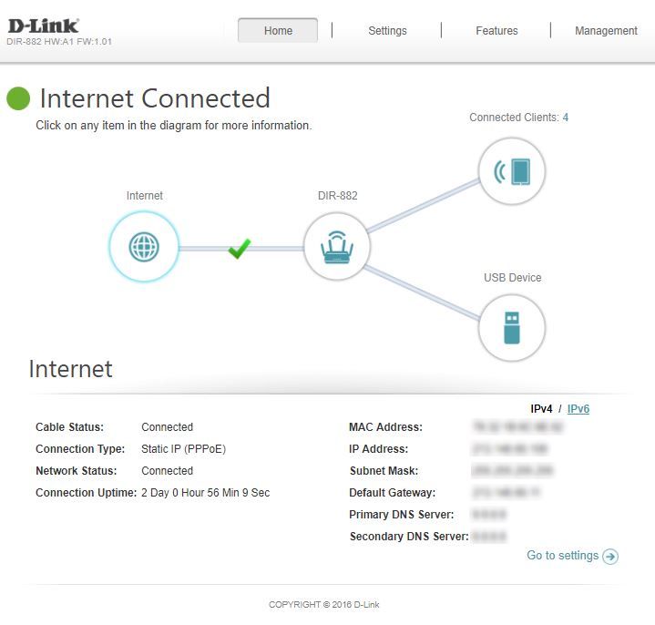 D-Link EXO AC2600 menu główne