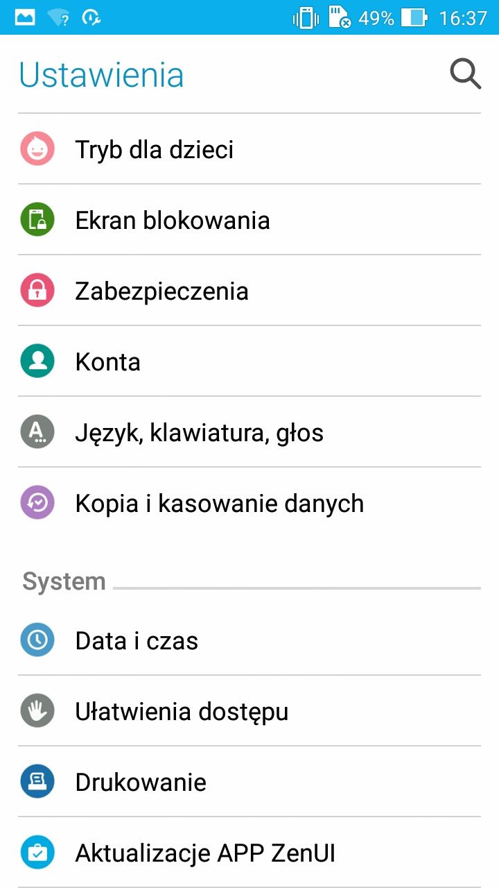 asus zenfone max ustawienia