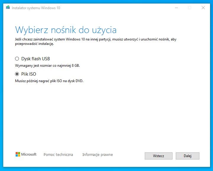 wybierz plik ISO
