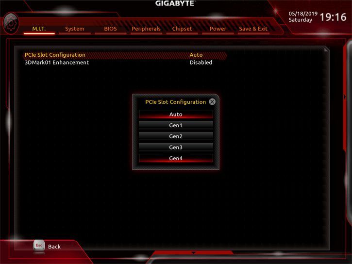 Gigabyte UEFI - PCIe Slot Configuration PCIe 4.0