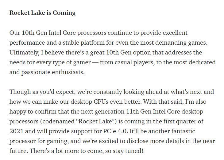 Intel Rocket Lake - zapowiedź