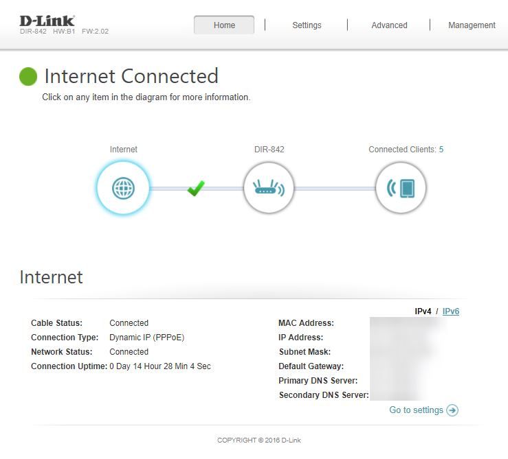 Ekran główny routera D-Link DID-842