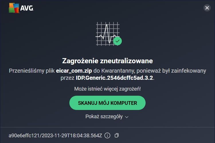 zagrożenie zneutralizowane avg