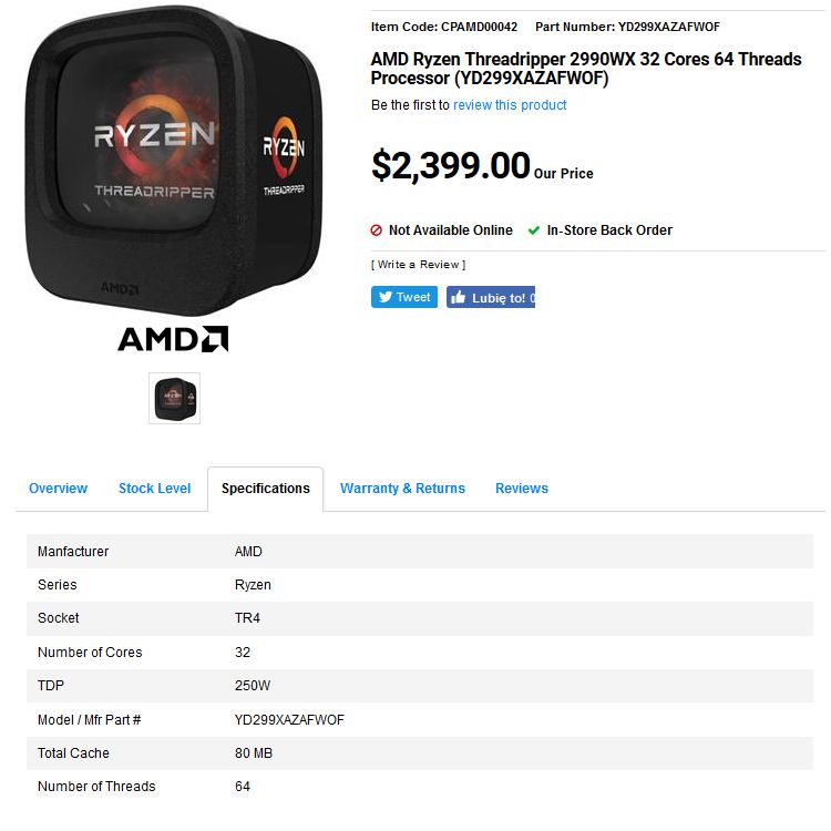 AMD Ryzen Threadripper 2990X - oferta Canada Computers &amp; Electronics