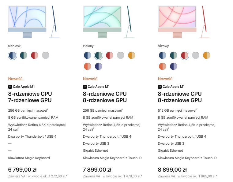 Apple iMac M1 (2021) - ceny