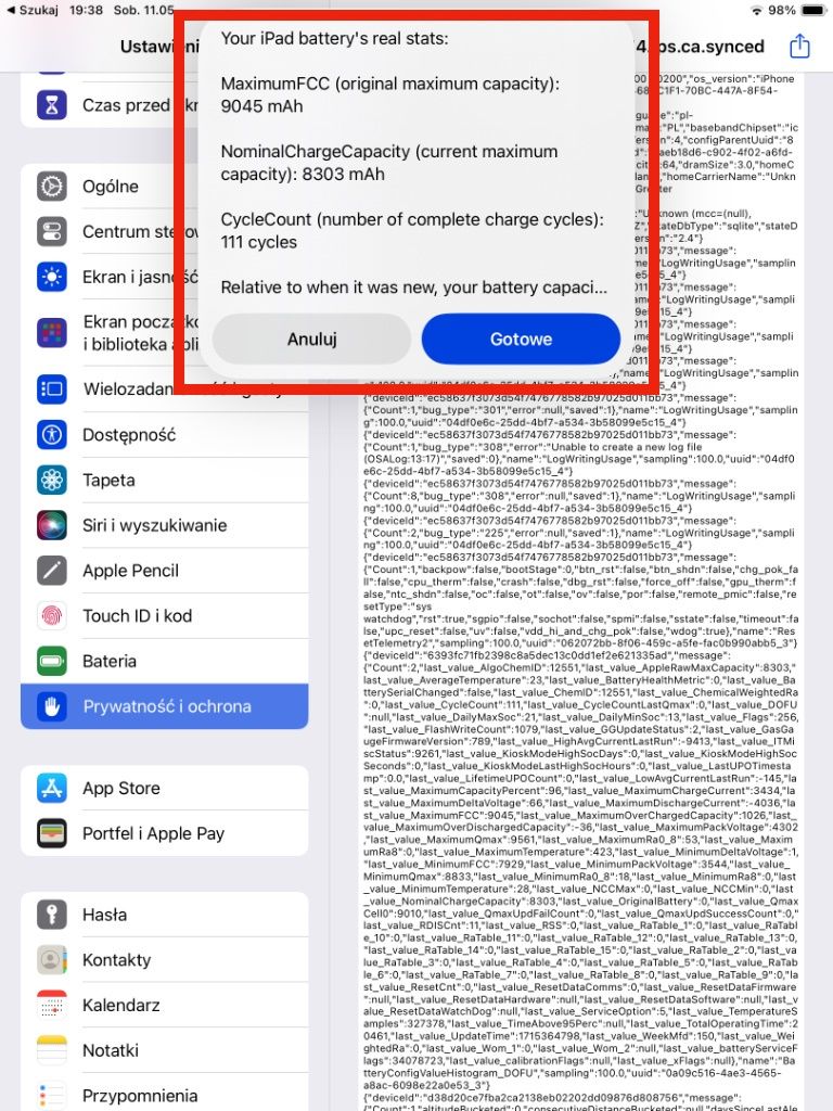 kondycja baterii ipad